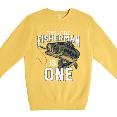 1 Year Old Fishing Birthday Party Fisherman 1st Gift For Premium Crewneck Sweatshirt