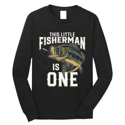 1 Year Old Fishing Birthday Party Fisherman 1st Gift For Long Sleeve Shirt