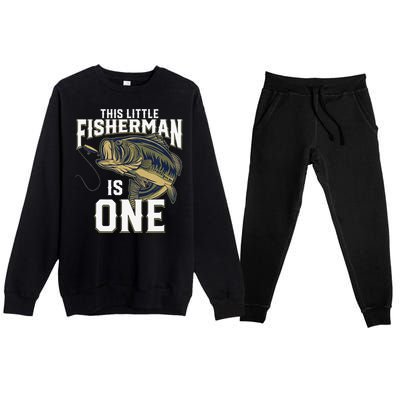 1 Year Old Fishing Birthday Party Fisherman 1st Gift For Premium Crewneck Sweatsuit Set