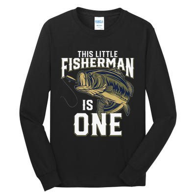 1 Year Old Fishing Birthday Party Fisherman 1st Gift For Tall Long Sleeve T-Shirt