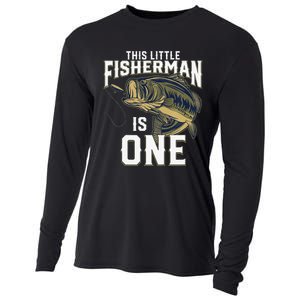 1 Year Old Fishing Birthday Party Fisherman 1st Gift For Cooling Performance Long Sleeve Crew