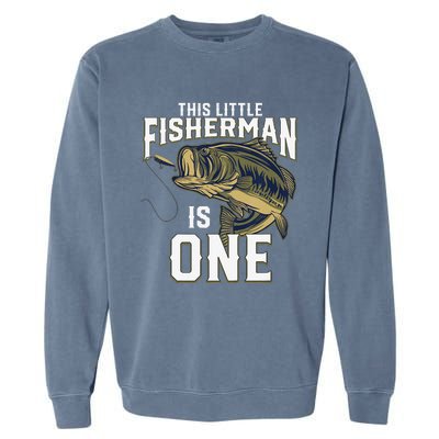 1 Year Old Fishing Birthday Party Fisherman 1st Gift For Garment-Dyed Sweatshirt