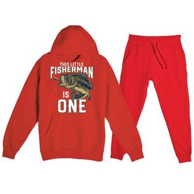 1 Year Old Fishing Birthday Party Fisherman 1st Gift For Premium Hooded Sweatsuit Set