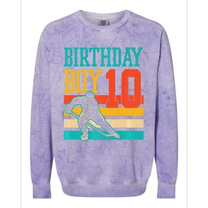 10 Year Old Ice Hockey Themed Birthday Party 10th  Gift Colorblast Crewneck Sweatshirt