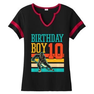 10 Year Old Ice Hockey Themed Birthday Party 10th  Gift Ladies Halftime Notch Neck Tee