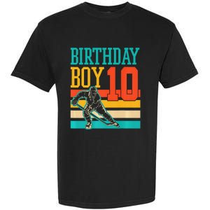 10 Year Old Ice Hockey Themed Birthday Party 10th  Gift Garment-Dyed Heavyweight T-Shirt