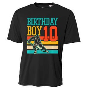 10 Year Old Ice Hockey Themed Birthday Party 10th  Gift Cooling Performance Crew T-Shirt