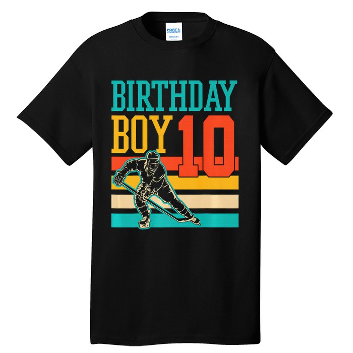 10 Year Old Ice Hockey Themed Birthday Party 10th  Gift Tall T-Shirt