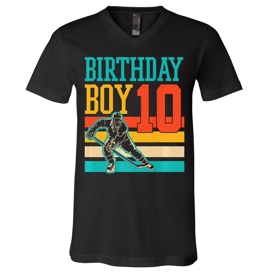 10 Year Old Ice Hockey Themed Birthday Party 10th  Gift V-Neck T-Shirt