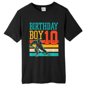 10 Year Old Ice Hockey Themed Birthday Party 10th  Gift Tall Fusion ChromaSoft Performance T-Shirt