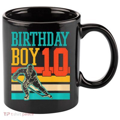 10 Year Old Ice Hockey Themed Birthday Party 10th  Gift 11oz C Handle Ceramic Mug