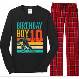 10 Year Old Ice Hockey Themed Birthday Party 10th  Gift Long Sleeve Pajama Set