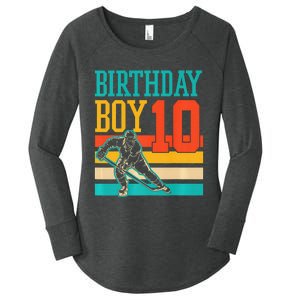 10 Year Old Ice Hockey Themed Birthday Party 10th  Gift Women's Perfect Tri Tunic Long Sleeve Shirt