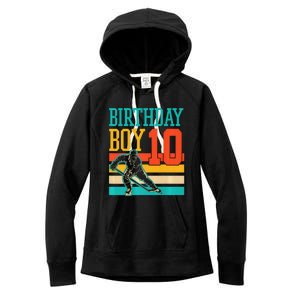 10 Year Old Ice Hockey Themed Birthday Party 10th  Gift Women's Fleece Hoodie