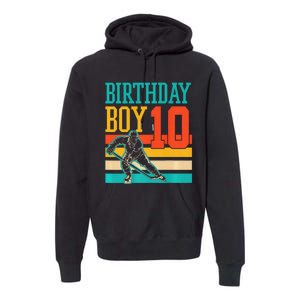 10 Year Old Ice Hockey Themed Birthday Party 10th  Gift Premium Hoodie