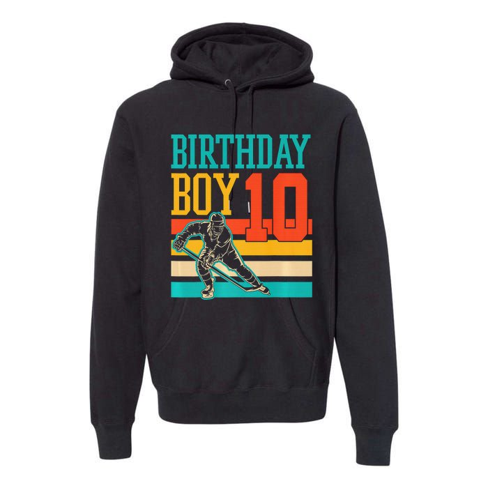 10 Year Old Ice Hockey Themed Birthday Party 10th  Gift Premium Hoodie