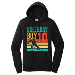 10 Year Old Ice Hockey Themed Birthday Party 10th  Gift Women's Pullover Hoodie