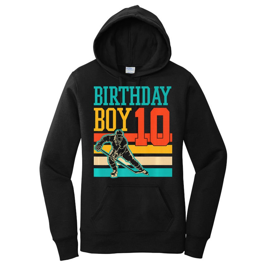 10 Year Old Ice Hockey Themed Birthday Party 10th  Gift Women's Pullover Hoodie