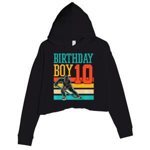 10 Year Old Ice Hockey Themed Birthday Party 10th  Gift Crop Fleece Hoodie