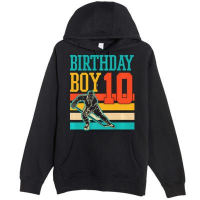 10 Year Old Ice Hockey Themed Birthday Party 10th  Gift Premium Pullover Hoodie