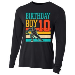 10 Year Old Ice Hockey Themed Birthday Party 10th  Gift Cooling Performance Long Sleeve Crew