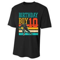 10 Year Old Ice Hockey Themed Birthday Party 10th  Gift Performance Sprint T-Shirt