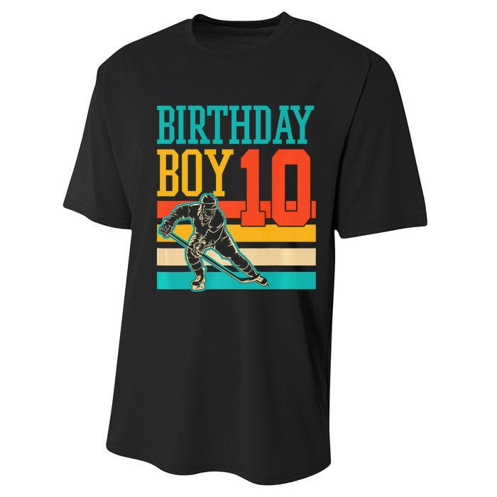 10 Year Old Ice Hockey Themed Birthday Party 10th  Gift Performance Sprint T-Shirt