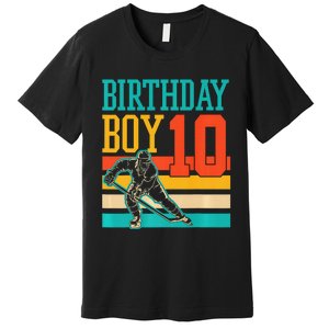 10 Year Old Ice Hockey Themed Birthday Party 10th  Gift Premium T-Shirt