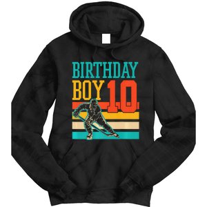 10 Year Old Ice Hockey Themed Birthday Party 10th  Gift Tie Dye Hoodie