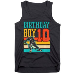 10 Year Old Ice Hockey Themed Birthday Party 10th  Gift Tank Top