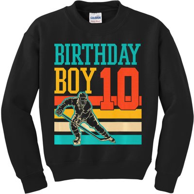 10 Year Old Ice Hockey Themed Birthday Party 10th  Gift Kids Sweatshirt