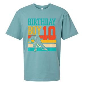 10 Year Old Ice Hockey Themed Birthday Party 10th  Gift Sueded Cloud Jersey T-Shirt