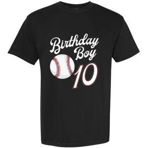 10 Years Old Baseball Themed 10th Birthday Party Sports Garment-Dyed Heavyweight T-Shirt