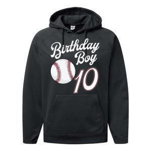 10 Years Old Baseball Themed 10th Birthday Party Sports Performance Fleece Hoodie