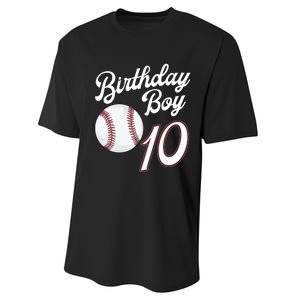 10 Years Old Baseball Themed 10th Birthday Party Sports Performance Sprint T-Shirt