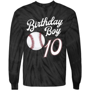 10 Years Old Baseball Themed 10th Birthday Party Sports Tie-Dye Long Sleeve Shirt