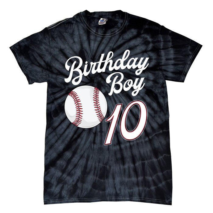 10 Years Old Baseball Themed 10th Birthday Party Sports Tie-Dye T-Shirt