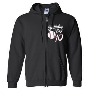 10 Years Old Baseball Themed 10th Birthday Party Sports Full Zip Hoodie