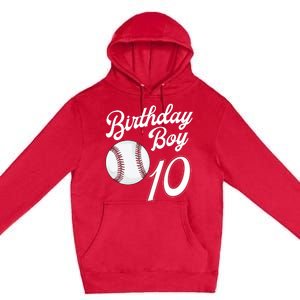 10 Years Old Baseball Themed 10th Birthday Party Sports Premium Pullover Hoodie