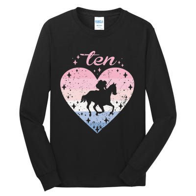 10 Year Old Cute Horse Riding Birthday 10th Bday Tall Long Sleeve T-Shirt