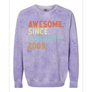 18 Years Old Awesome Since January 2005 18th 18 Birthday Colorblast Crewneck Sweatshirt