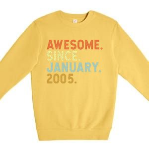 18 Years Old Awesome Since January 2005 18th 18 Birthday Premium Crewneck Sweatshirt