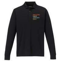 18 Years Old Awesome Since January 2005 18th 18 Birthday Performance Long Sleeve Polo