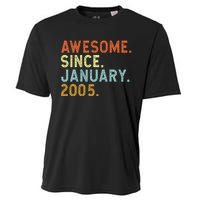 18 Years Old Awesome Since January 2005 18th 18 Birthday Cooling Performance Crew T-Shirt