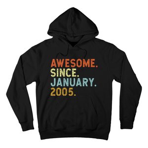 18 Years Old Awesome Since January 2005 18th 18 Birthday Hoodie