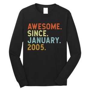 18 Years Old Awesome Since January 2005 18th 18 Birthday Long Sleeve Shirt