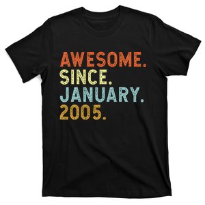 18 Years Old Awesome Since January 2005 18th 18 Birthday T-Shirt