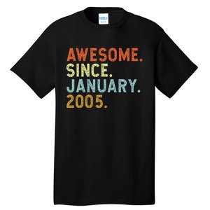 18 Years Old Awesome Since January 2005 18th 18 Birthday Tall T-Shirt