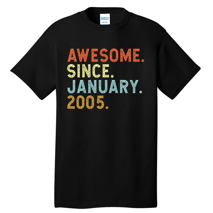 18 Years Old Awesome Since January 2005 18th 18 Birthday Tall T-Shirt