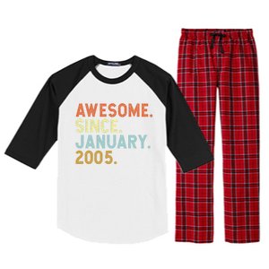 18 Years Old Awesome Since January 2005 18th 18 Birthday Raglan Sleeve Pajama Set